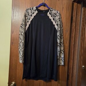 Black Tunic with Lace Look Sleeves